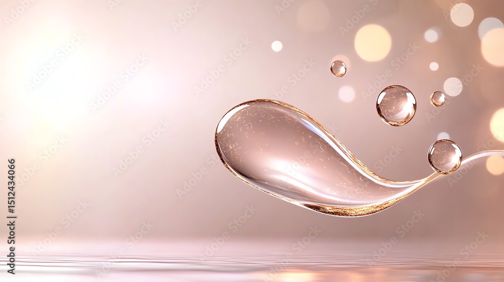 Poster a graceful drop of water captured in motion, highlighting the beauty of liquid with soft pastel boke