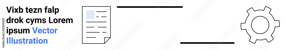 Poster a document icon linked to a gear icon by solid lines, indicating workflow, automation, or process op