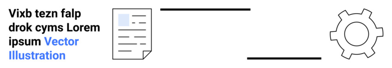 Obraz premium A document icon linked to a gear icon by solid lines, indicating workflow, automation, or process optimization. Ideal for productivity tools, project management, systems design, business efficiency