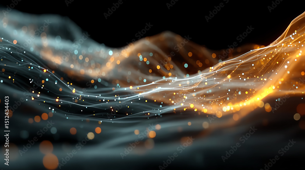 Poster a mesmerizing abstract wave of lights representing digital innovation and technology in an artistic 