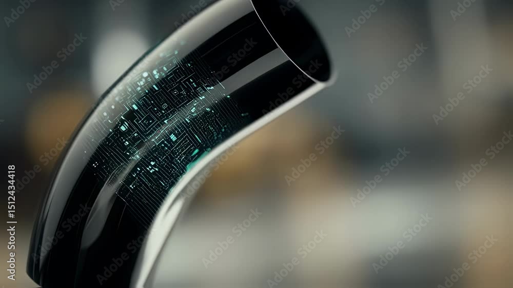 Poster microchips embedded in a blockchain traceability label wrap around the base of a black beverage bott