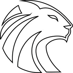  Outline lion head logo vector, side view, bold esports-style lion face on white background.