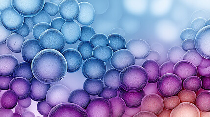 Colorful abstract illustration of floating spheres in blue and purple  