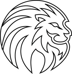 Lion head icon in line vector, bold side view illustration, perfect for fierce branding.