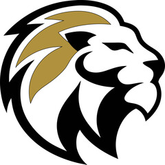 Powerful lion vector logo, aggressive lion head icon for team or mascot design.
