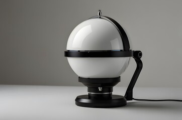White Spherical Diffusion Dome with a Black Ring and Mounting Bracket

