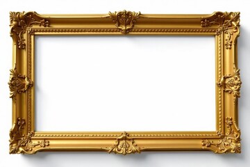 Ornate gold rectangle frame isolated on white , elegant, border