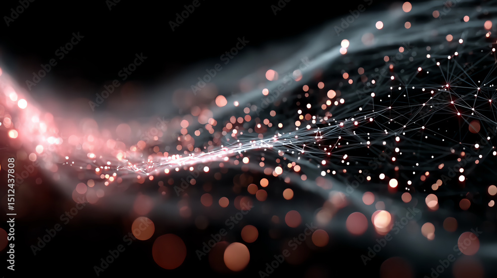 Aufkleber Abstract digital background showcasing flowing lines and glowing particles, representing innovation and advanced technology concepts.