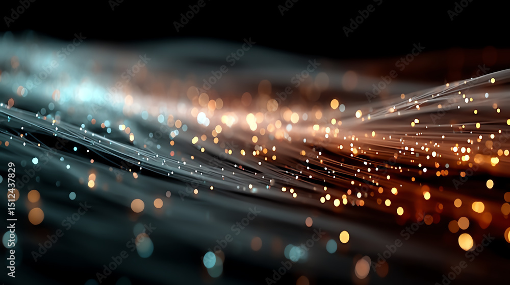 Leinwandbilder Abstract digital background with glowing particles and light trails, creating a mesmerizing visual experience.