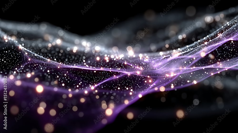 Aufkleber Abstract digital waves of light create a mesmerizing visual experience, ideal for backgrounds and tech-themed designs.