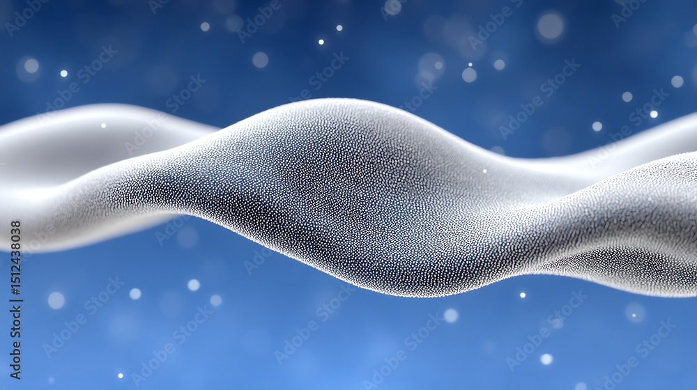 Poster Abstract representation of fluid dynamics, showcasing elegant waves and textures against a smooth blue backdrop.