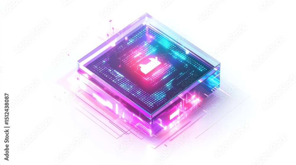 Poster a sleek 3d holographic icon representing coding and programming, isolated on white background, featu