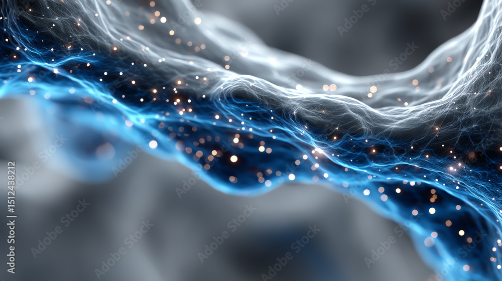 Aufkleber an abstract representation of glowing particles and flowing energy, symbolizing innovation and techn