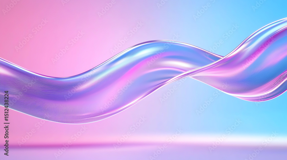 Fototapete An abstract wave of translucent colors flows gracefully, creating a mesmerizing blend of pink and blue tones for digital backgrounds.