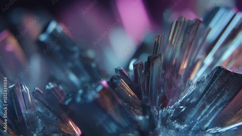Poster reflective surfaces of gallium nitride crystals are growing, forming sharp edges and complex structu