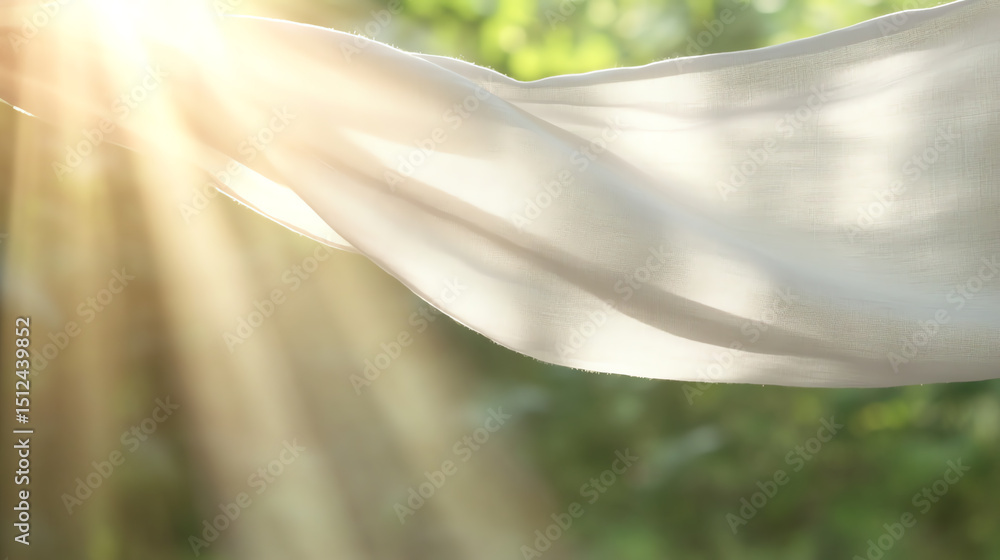 Poster soft fabric dances in sunlight, creating an ethereal atmosphere. perfect for conveying tranquility a