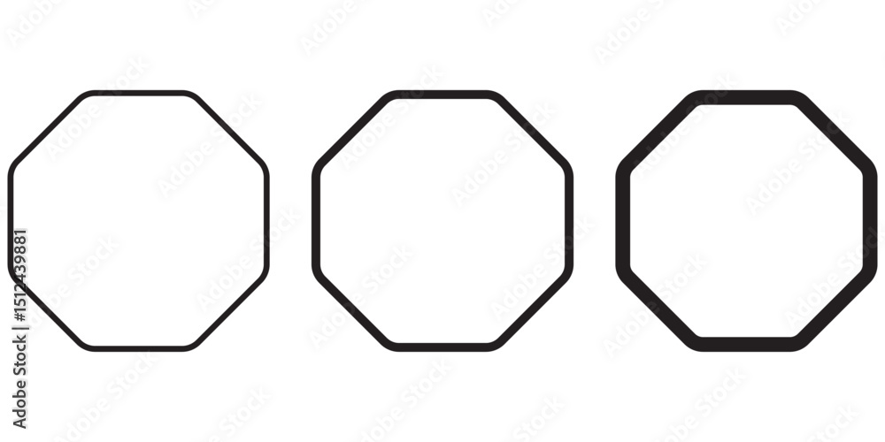 Poster octagon icon vector geometric octagonal octagon side polygon line octagon. rounded corner octagon sh