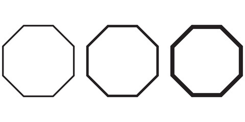 Octagon icon vector geometric octagonal octagon side polygon line octagon. rounded corner octagon shape icon set. 
