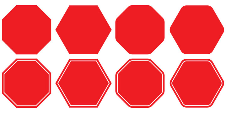 octagon set. Abstract geometric background. Vector illustration. stock image. Set of geometric shapes, polygons with various number of sides: hexagon, octagon icons collection, sharp rounded version.