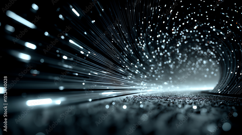 Leinwandbilder this abstract image depicts a futuristic tunnel with luminous particles traveling at high speed, cre
