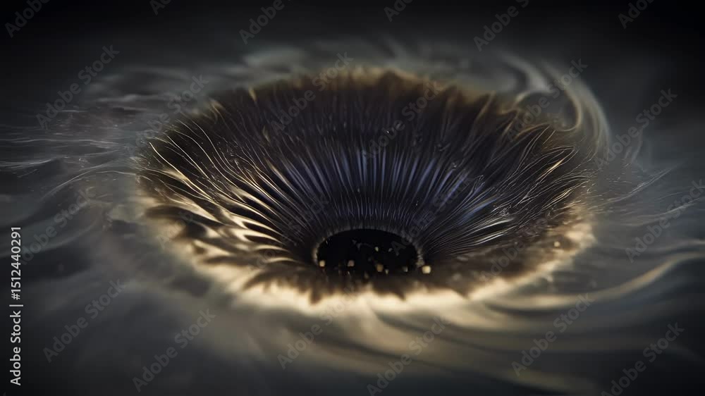 Poster mesmerizing movement and ripple effects of a ferrofluid droplet reacting to an electromagnetic field