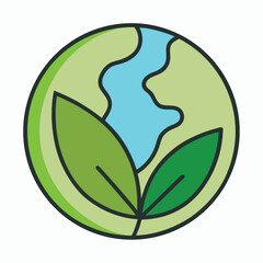green leaf icon with earth