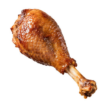 Roasted turkey leg isolated on black background