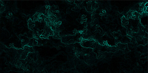 Abstract texture with deep emerald green wisps  smoke or energy black background. Glowing tendrils with complex, tangled network of organic, vein-like patterns, resembling electric currents or cosmic 