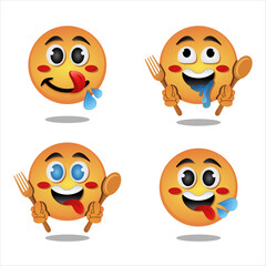 Set Funny Hungry face emoji with tongue out in flat design style