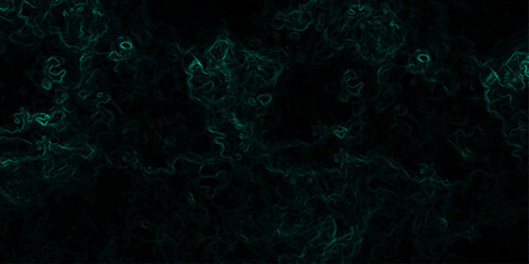 Abstract texture with deep emerald green wisps  smoke or energy black background. Glowing tendrils with complex, tangled network of organic, vein-like patterns, resembling electric currents or cosmic 