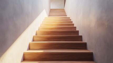 Naklejka premium Modern wooden stairs in the hallway in big house illustration , no logos, no brands