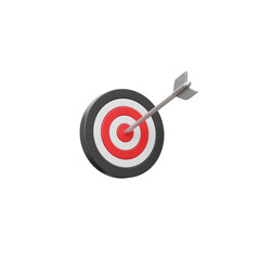 A target with concentric red and white circles and a black outer ring with an arrow in the bullseye