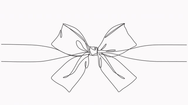 Line art animation of a gift bow being tied step by step for festive illustrations