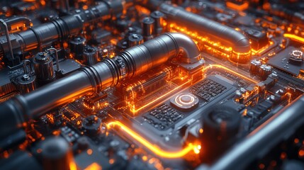 close up machines in the factory