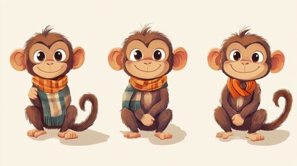 Fototapeta premium Set of monkey character illustration illustration , no logos, no brands