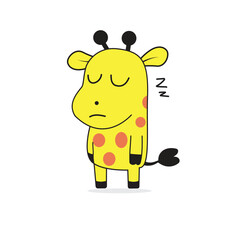 Cute sleepy Giraffe Cartoon Character  – Vector Illustration