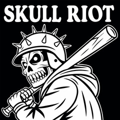 Embrace your edgy style with this bold "Skull Riot" t-shirt design. Featuring a striking skeleton wielding a bat, it captures rebellious spirit and attitude perfectly. Ideal for casual wear