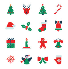 Fototapeta premium Christmas Icons Set Festive Holiday Symbols Collection
