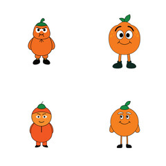 Obraz premium Four cartoon oranges with different expressions standing on a white background in a square layout