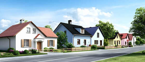 Colorful Houses On A Sunny Street