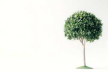 Isolated Tree on White Background Topiary Tree Concept Freshness Minimalist