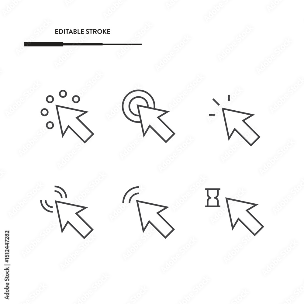 Poster mouse click pointer icon set vector design.