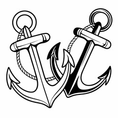 Nautical anchors clipart, isolated, transparent background
