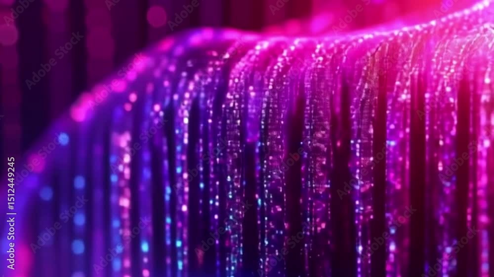 Poster abstract light display vertical shimmering colored strands