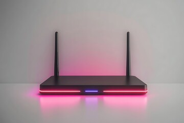 Modern Wireless Router with Glowing Lights for High-speed Internet Access