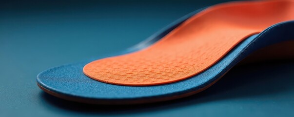 Close-up of customized orthotic insole, highlighting arch support details , runner, orthotics, shoe insert