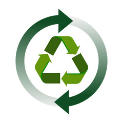 Green reuse symbol. Ecological cyclic sign of recycling and waste-free production. Icon of cyclic rotation and renewal. Vector illustration isolated on white background