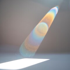 Soft Rainbow Light Beam with Dust Particles through Window in Minimal Room