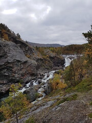 iver and Hydropower Structure in Autumn Landscape, Finnmark, Norway