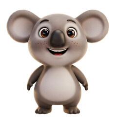 Naklejka premium 3d Cartoon Koala Bear isolated on transparent background, Koala PNG 